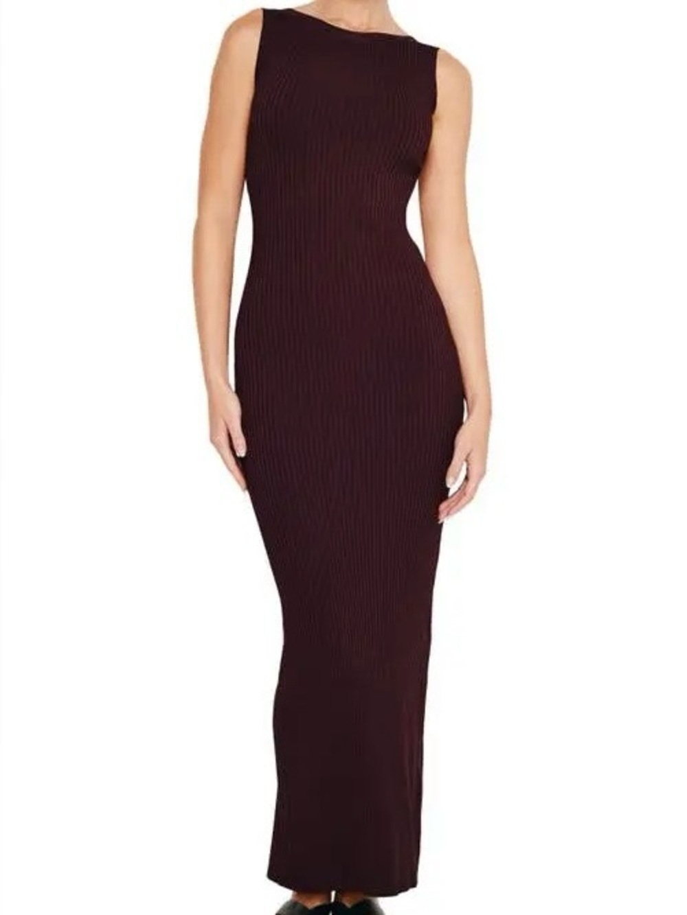 Good American Maxi Dress Sleeveless Ribbed - Malbec MSRP $199